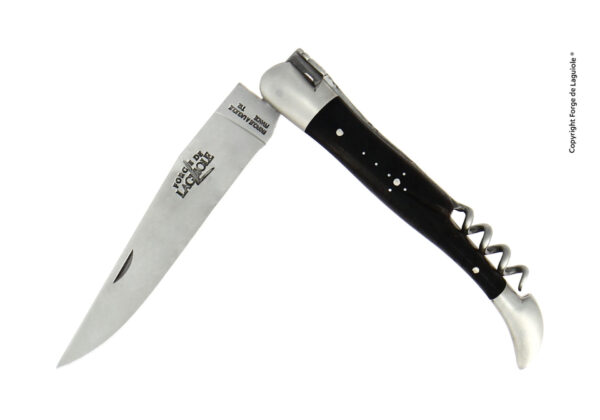 Couteau pliant avec tire-bouchon en ébène, mitres inox finition satinée – Image 2