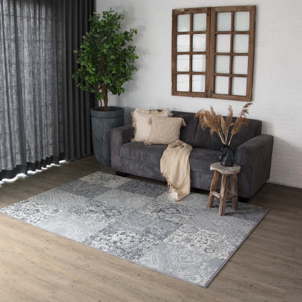 Tapis patchwork Factum – gris clair – Image 2